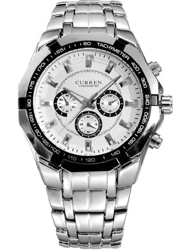 Curran Men's Watch with a Textured Dial Design Silver/Black