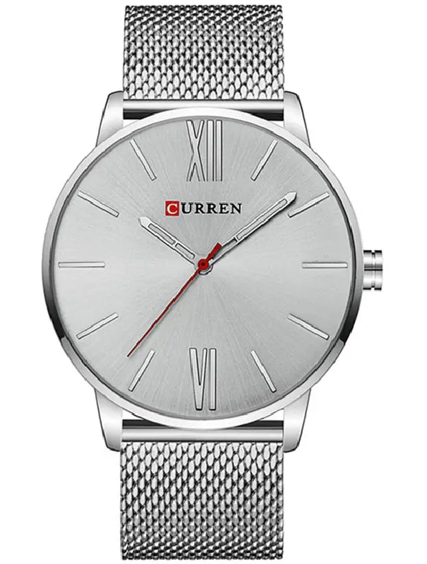 Curren Sleek and Slim Men's Watch 8238 | Silver/Silver