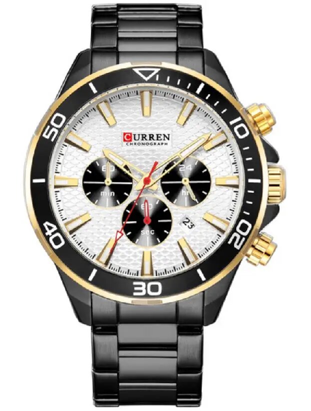 Curran Men's Sporty Chronograph Watch Black/White