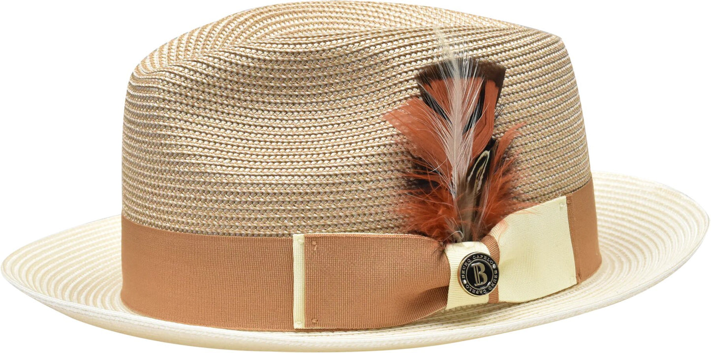 Cicero | Two Tone Straw Fedora Hat Snap Brim