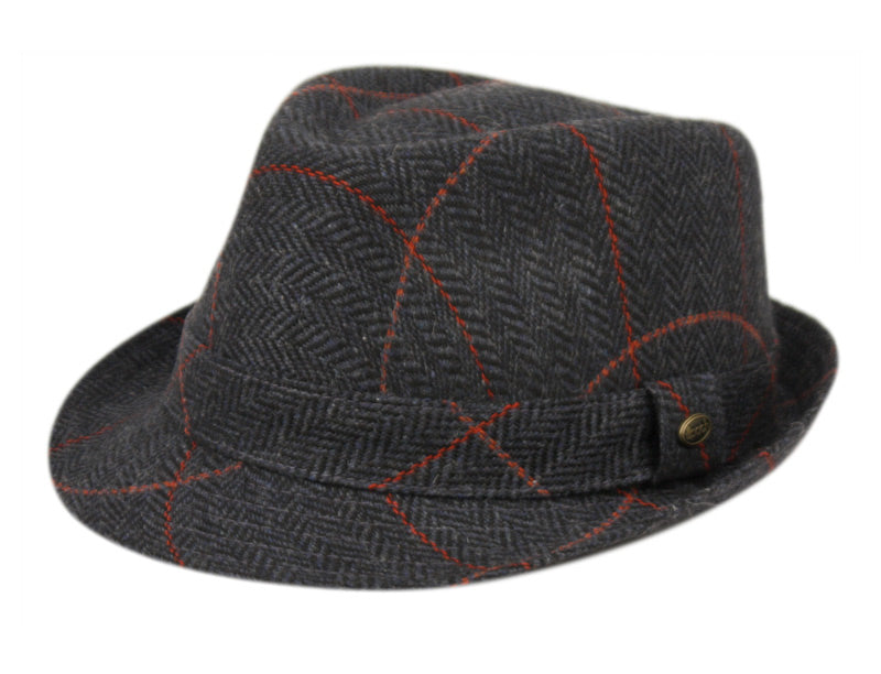 Duke | Plaid Stingy Brim Hat Navy