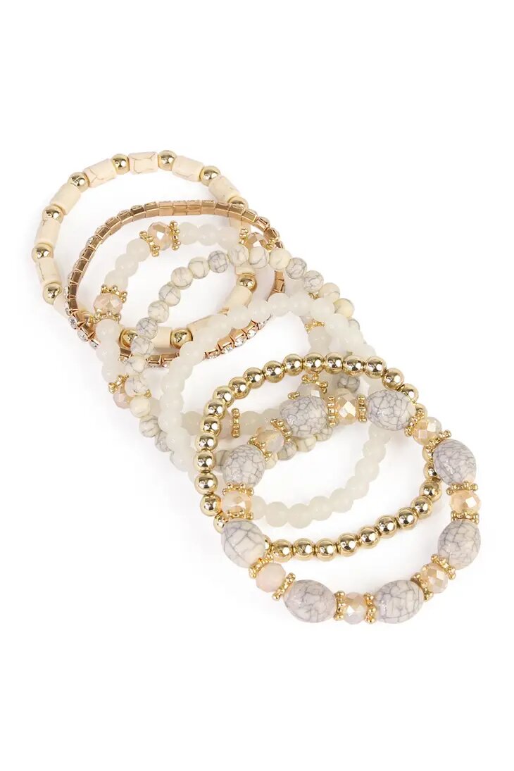 Multibead Stackable Bracelet 6 piece