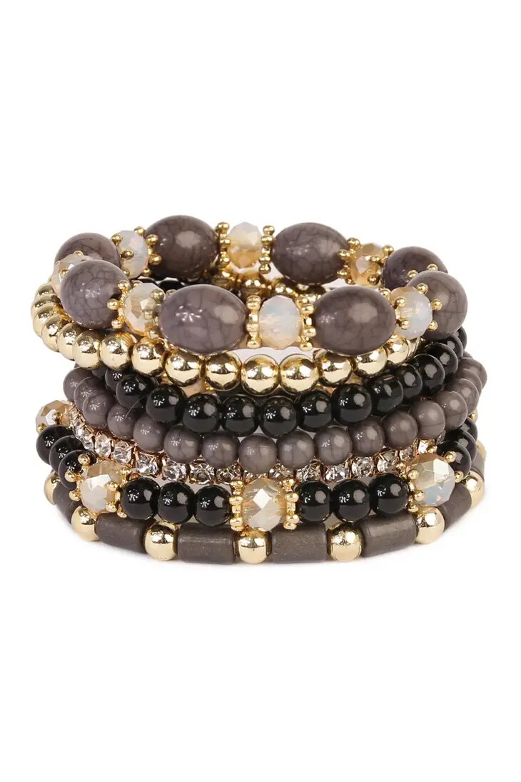 Multibead Stackable Bracelet Black