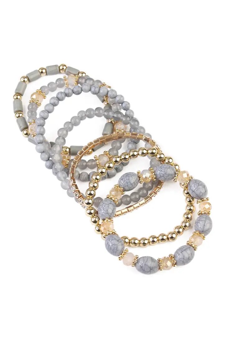 Multibead Stackable Bracelet 6 piece