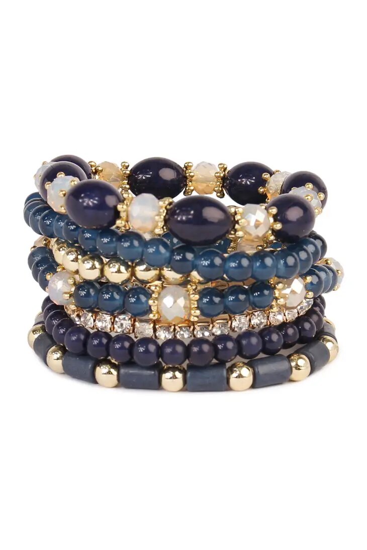 Multibead Stackable Bracelet Blue