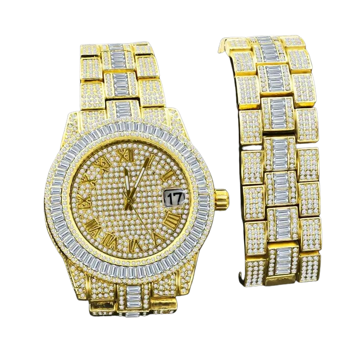 Oyster Baguette Bezel Watch & Bracelet Set