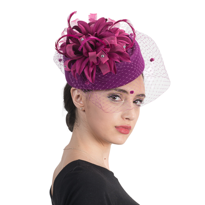 Aletha | Timeless Veiled Pillbox Felt Hat fuchsia