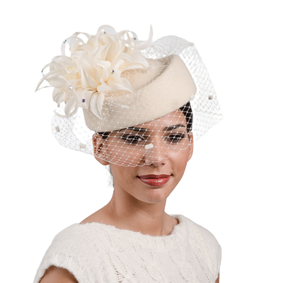 Aletha | Timeless Veiled Pillbox Felt Hat Ivory