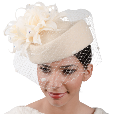 Aletha | Timeless Veiled Pillbox Felt Hat Ivory