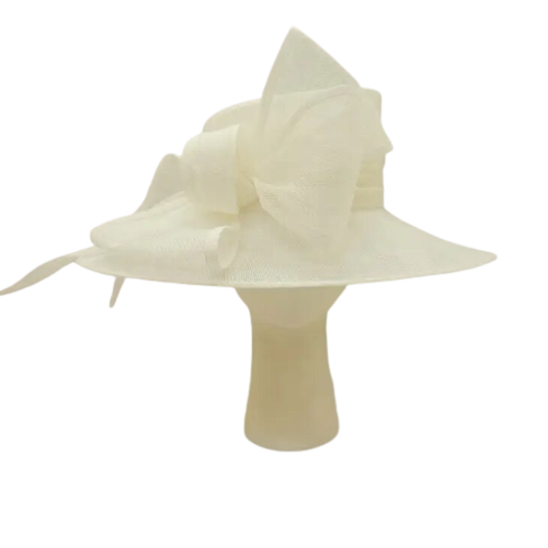 Blakely | Wide Brim Sweep Sinamay Hat White