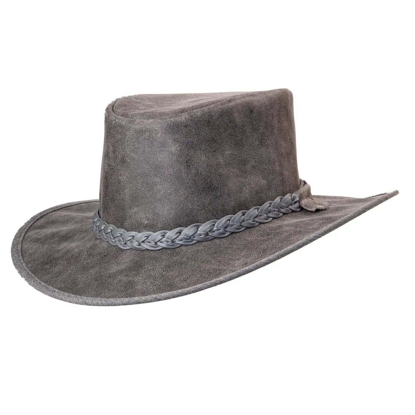 Cooper | Leather Outback Hat Bomber Gray
