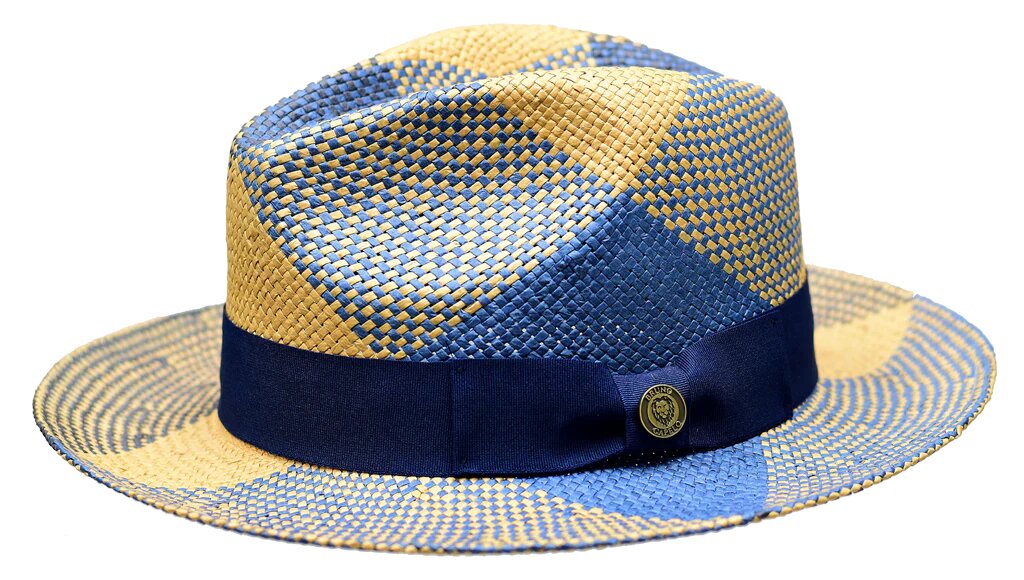 Legacy | Natural Straw Hat Navy Blue/Cognac/Ivory