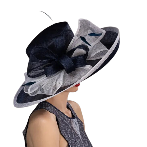Priya | Wide Brim Two Tone Sinamay Hat