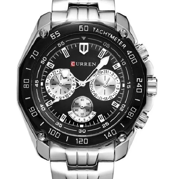 Curran Sporty and Classy Men's Watch Silver/Black
