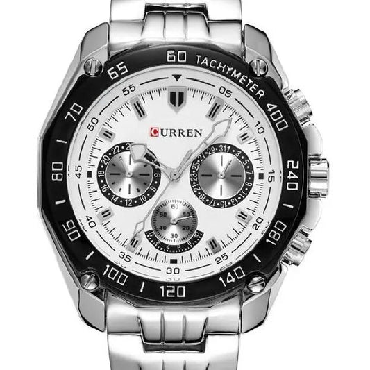 Curran Sporty and Classy Men's Watch 8077 Silver/White