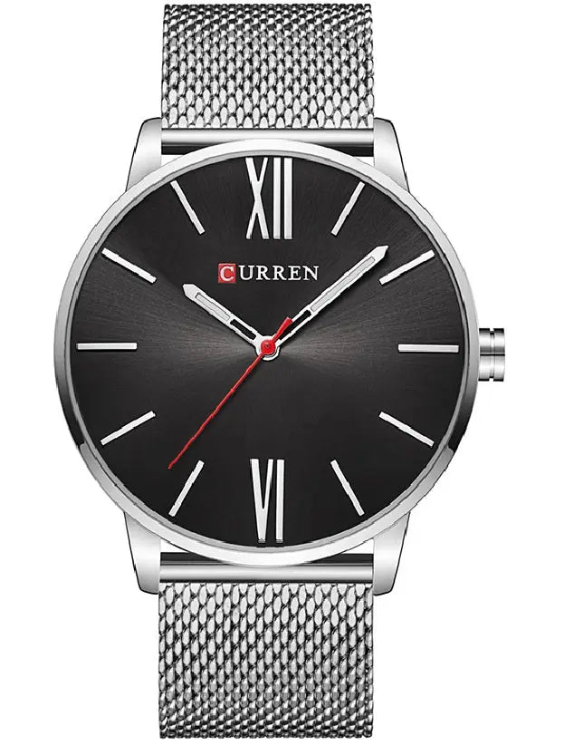 Curren Sleek and Slim Men's Watch 8238 | Silver/Black