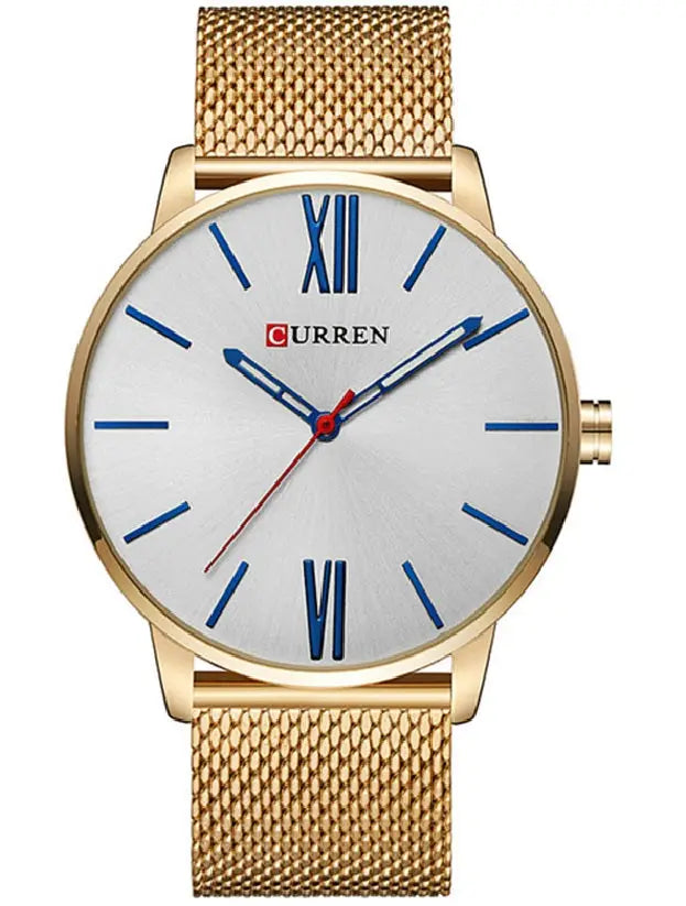 Curren Sleek and Slim Men's Watch 8238 | Gold/White