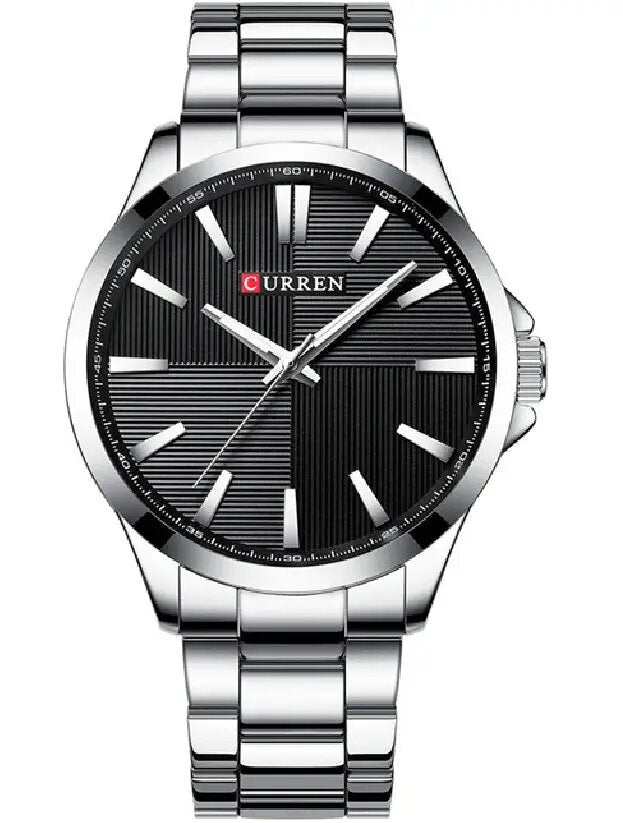Curran Luxury Men's Fashion Watch Silver/Black