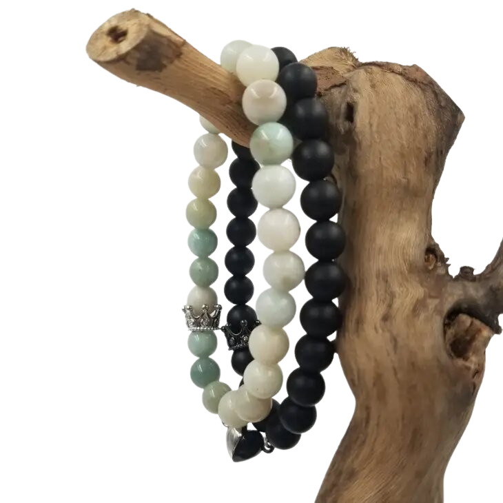  Amazon Stone Magnetic Heart Charm Bracelet