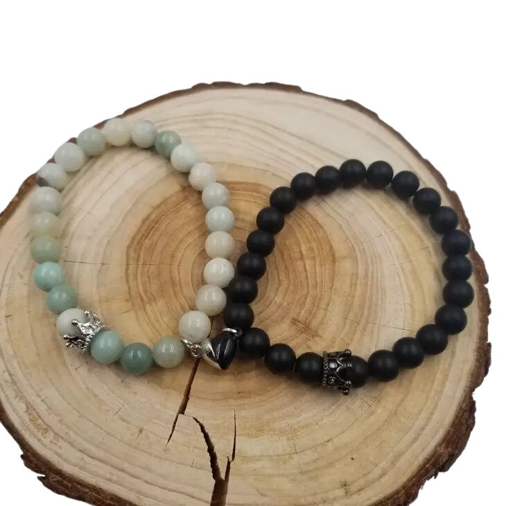  Amazon Stone Magnetic Heart Charm Bracelet