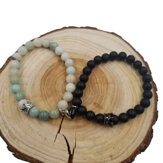  Amazon Stone Magnetic Heart Charm Bracelet