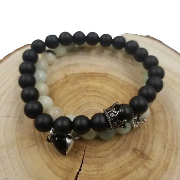  Amazon Stone Magnetic Heart Charm Bracelet