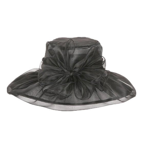 Freya | Organza Bow Wide Brim Hat