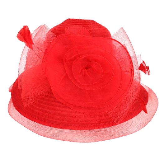 Malu | Floral Mesh Ribbon w/ Feathers Derby Hat