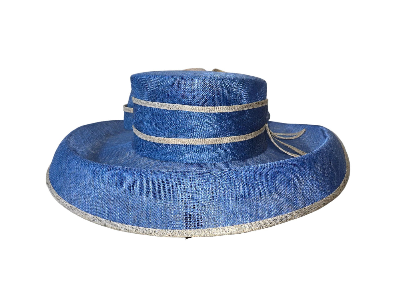 Raelynn | Blue and Ivory Sinamay Dress Hat