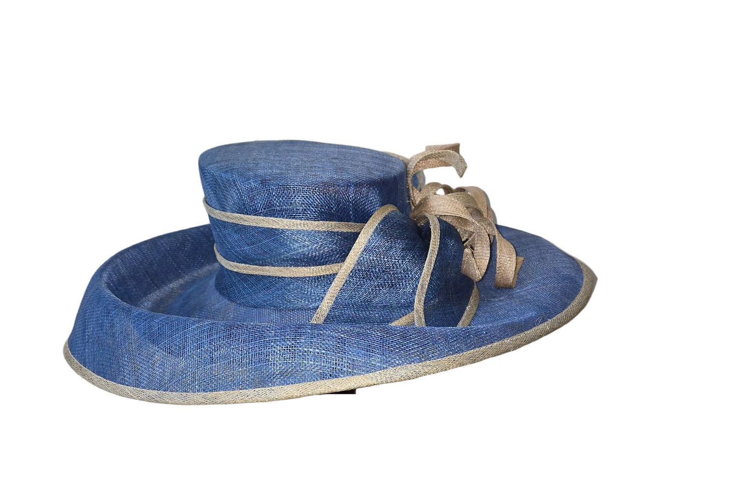 Raelynn | Blue and Ivory Sinamay Dress Hat