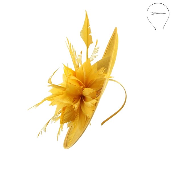 Samira | Flower & Feather Fascinator Gold