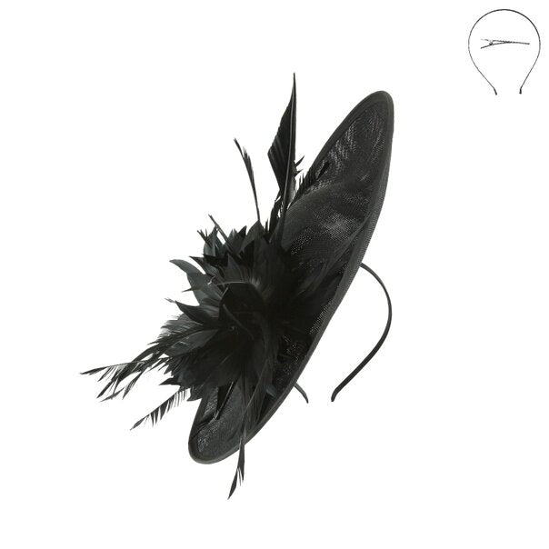 Samira | Flower & Feather Fascinator Black