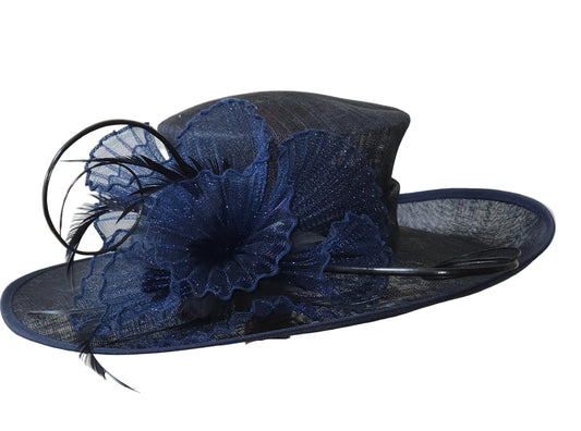 Blue decorative item on a stand with a white background