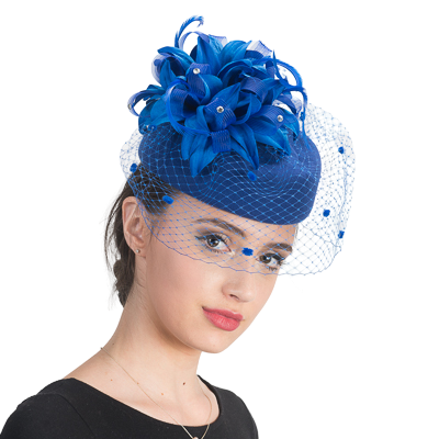 Aletha | Timeless Veiled Pillbox Felt Hat Royal