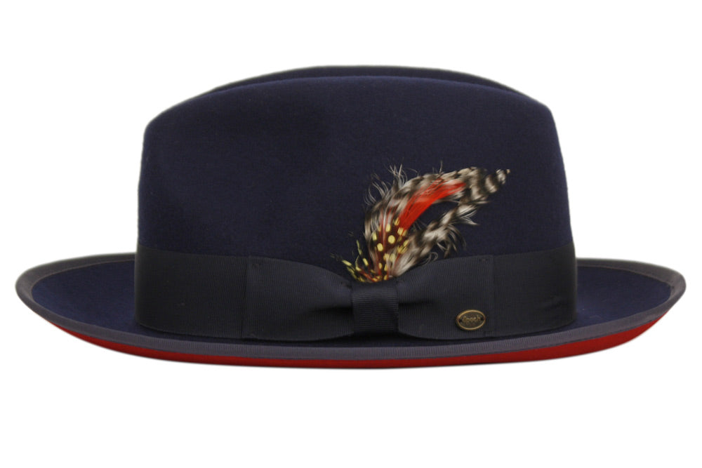 Amari | Wool Felt Fedora Navy Side