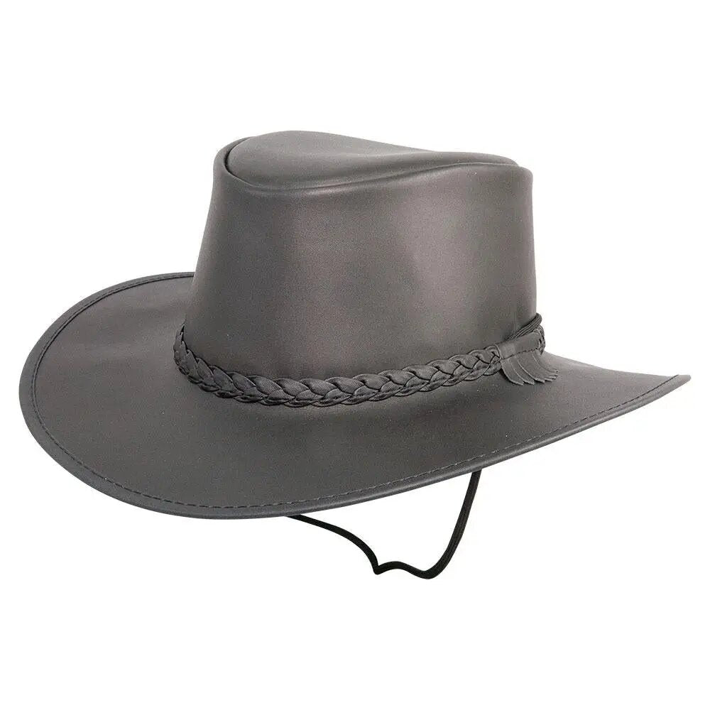 Cooper | Leather Outback Hat Black