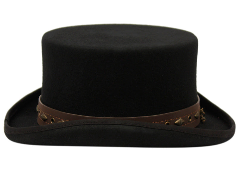 The Duke - Black Felt Steampunk Top Hat