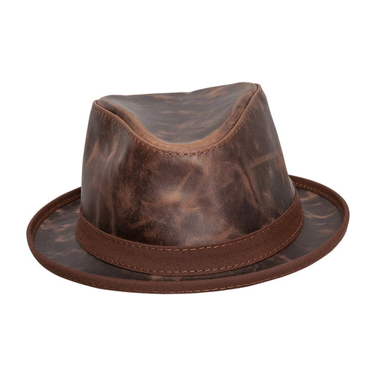 Packable Leather Hat In Chocolate